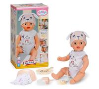 BABY born Lukas in romper with dog motif, 36 cm tall doll with 7 functions for children from 1 year, works without battery