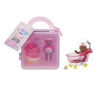 BABY born Minis Playset - Deep Skin Tone Doll with Brown Eyes, Bath & Duck Accessories, Includes Reusable Carry Bag for Travel