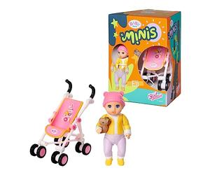 BABY born Minis Playset Stroller with Eli 906156 - 6.5cm Doll with Exclusive Accessories and Moveable Body for Realistic Play - Suitable for Kids From 3+ Years