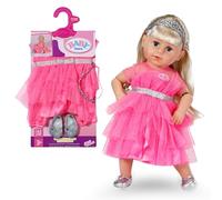 BABY born Princess Outfit, Pink Gown with Headband and Shoes for 43cm Dolls, 837283 Zapf Creation