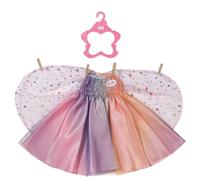 BABY born regenboogjurk, poppenjurk met vleugels en glitter voor poppen van 43 c