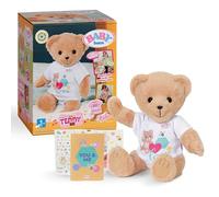 BABY born Singing Teddy - Plush Bear with Sound Function & white romper - Movable arms & legs - Suitable for children from 18 months - sings 5 German songs from the series