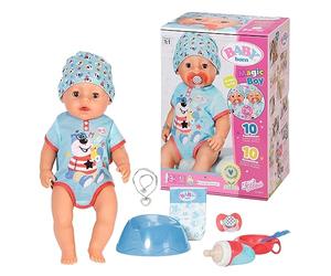 BABY born Soft Touch Boy 43cm With Magic Dummy - Realistic Doll With Lifelike Functions - Soft To The Touch, Flexible Body - Eats, Sleeps, Cries & Uses The Potty - 11 Accessories - Blue, 827963