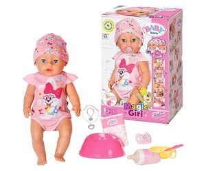 BABY born Soft Touch Girl 43cm With Magic Dummy - Realistic Doll With Lifelike Functions - Movable Joints - Eats, Sleeps, Cries and Uses the Potty - 11 Accessories - Pink