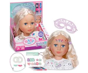 BABY born styling head for styling & painting again and again with washable markers and over 20 accessories, White