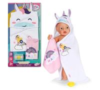 BABY Born towel set I Unicorn hooded towel & rainbow towel for dolls I Soft baby towel & toddler bath towel I Plush towel set for 36 cm & 43 cm dolls I Bath time essentials