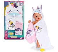 BABY Born towel set I Unicorn hooded towel & rainbow towel for dolls I Soft baby towel & toddler bath towel I Plush towel set for 36 cm & 43 cm dolls I Bath time essentials
