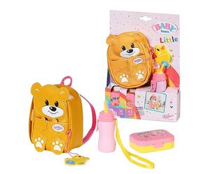 BABY Born Zapf Creation 834961 Nursery Backpack Set 36 cm Yellow Doll Backpack in Bear Shape with Lunch Box and Water Bottle