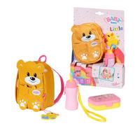 BABY Born Zapf Creation 834961 Nursery Backpack Set 36 cm Yellow Doll Backpack in Bear Shape with Lunch Box and Water Bottle