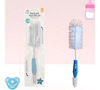 Baby Bottle and Teat Cleaner | 2-in-1 Soft Brush Set | Gentle Cleaning, Non-Scratch Bristles | Easy Residue Removal, Ridged Grip | Travel Portable, Effortless Storage (1, Soft Blue)