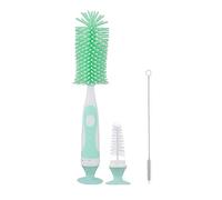 Baby Bottle Brush Small Bottle Silica Gel Scrubber Cleaner Brushes Set Sponge Washer Milk Water Cleaning Kit Cup, (Green)