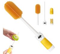 Baby Bottle Cleaner Brush, 4-in-1 Practical Baby Bottle Brushes with Long Handle for Breast Pumps, Nipples, Straw, More, Yellow Cleaner, Brush, Set, B