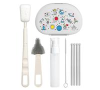 Baby Bottle Cleaner Brush Set - Brush With Drying Rack, Bottle Washing Kit For Feeding Bottles Cups Pump Parts | Cleaning Brushes/Nipple & Straw Cleaner/Soap Dispenser/Drying Rack Feeding Accessories