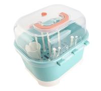 Baby Bottle Drain Rack, Feeding Cup Holder, Portable Large Capacity Toddler Bottles Storage Box with Lid Cover, Multifunctional Anti-Dust Cutlery Storage Drying Rack for Teats, (Green)