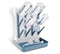 Baby Bottle Dryer Rack Plastic Vertical Standing Baby Bottle Holder Space Saving Countertop Standing Dish Holder Holds Up to 12 Bottles for Newborn Feeding Essentials (Blove)