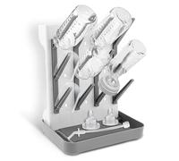 Baby Bottle Dryer Rack Plastic Vertical Standing Baby Bottle Holder Space Saving Countertop Standing Dish Holder Holds Up to 12 Bottles for Newborn Feeding Essentials (Gray)