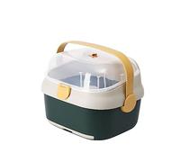 Baby Bottle Drying Rack Container with Drainer, Portable Nursing Bottle Storage Box Organizer with Cover Bottle Holder for Baby and Toddler(Green)