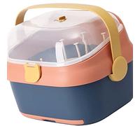 Baby Bottle Drying Rack Nursing Bottle Storage Box Container with Swivel Vent Dust Cover Drain Tray Detachable Holder for Convenient Organizing and Storage (Blue)