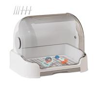 Baby Bottle Drying Rack Removable Portable Toddler Bottles Storage Box With 6 Drain Holders, Dustproof Space Saving Bottle Dryer Holder For Teether Pacifier, Feeding, Cutlery 31.5x25.5x25 Cm