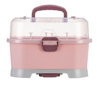 Baby Bottle Drying Rack Storage, Large Nursing Bottle Storage Box Organizer with Cover, Portable Kitchen Cabinet Organizer, Easy to Clean Drainer, Durable countertop Dryer Pink