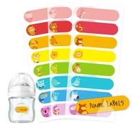 Baby Bottle Labels for Daycare, Self-Laminating, Waterproof Write-On Name Labels, Assorted Sizes & Colors, Pack of 64