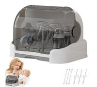 Baby Bottle Organizer, 40x29x26.5cm Baby Bottle Drying Rack Storage Box with Cover & Drain Tray, Dustproof Kitchen Cabinet Organizer, Baby Bottle Storage Box for Countertop (Gray)