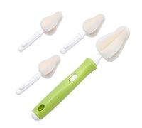 Baby Bottle Sponge Brush Set with Nipple Cleaner and Stand, 4 Pieces 360° Rotating Replacement Sponge Heads