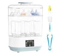 Baby Bottle Sterilizer and Dryer, 5 in 1, Holds 6 Bottles, 2 Layer | Electric Steam Steriliser for Baby Bottles, Pacifiers, Breast Pump Accessories, Auto Shut-off, Translucent Frosted Design
