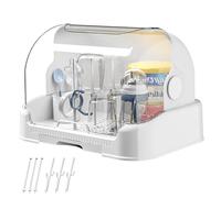 Baby Bottle Storage, Large Baby Bottle Organizer with Cover ＆ Removable Drain Tray, Dustproof Portable Baby Bottle Drying Rack for Kitchen Cabinet Bottle Drying Rack Bottle Rack Dryer Baby Bottle