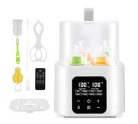 Baby Bottle Warmer, 6-in-1 4 Bottle Steriliser with LCD Display, Quick Baby Food Warm & Defrost for Breast Milk or Formula, 48H Keep Warm Intelligent Temperature Control, Night Light, Timer, BPA Free