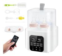 Baby Bottle Warmer, 6-in-1 Fast Heating Baby Milk Warmer and Steriliser with Digital LCD, Steriliser for Baby Bottles, Food Warmer and Defrost Warmer Display Temperature Control, Fits 4 Bottles