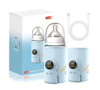 Baby Bottle Warmer, Portable Bottle Warmer, On the Go with LCD Display, USB Charging, Baby Bottle Warmer, 6 Adjustable Temperatures, 38-50°C, Breast Milk Warmer Bag for On the Go and Home (Blue Model)