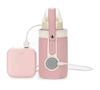 Baby Bottle Warmer, with Data Cable, 3 Temperature Adjustable, Portable Baby Bottle Warmer for Home on The Go (Pink
