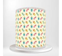 Baby Bottles Pacifiers Newborn Accessories Cute Beige Wrap Around Print A4 Edible Paper Icing Sheet Cake Topper Side Ribbon Border Decor for Personalised Themed Decorations