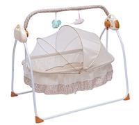 Baby Bouncer Chair with Dual Control Built-in Songs and Bluetooth&USB Connection Foldable & Portable & Timing 5 Gears Adjustable Swing Speed Baby Rocker for Coaxing Baby to Sleep
