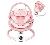 Baby Bouncer, Portable Electric Baby Swing with Bluetooth, 5 Swing Speed, 10 Songs, 5-Point Harness, Remote Control & Touch Panel - Bouncer from Birth for Indoor & Outdoor Use (Rose)