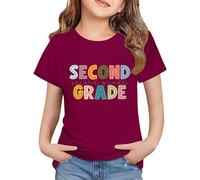 Baby Bow Tie and Girl with the Same Art School Season Short Sleeve T-Shirt Shirt Girls Black 128, Wine Red, 6-7 Years