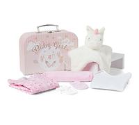 Baby Box Shop 7 Newborn Girl Gifts for Christening, Birthdays and Baby Shower - Includes Essentials with Comforter in Cute Keepsake Case, Baby Girl Hamper Gift Set