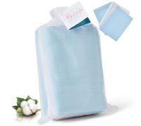 Baby Box Shop - Muslin Cloths for Baby Boy, 100% Soft Cotton, Use as Breast Feeding Cover, Hand Washcloths & Burp Cloths, Baby Essentials for Newborn - 70cm x 70cm 2 x Blue 1 x White (Pack of 3)