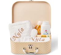 Baby Box Shop Personalised Baby Gifts, Unisex Baby Gift Set, Personalised New Baby Gifts, New Born Baby Essentials, Personalised Baby Gift, Baby Towel Personalised, Baby Hamper, New Born Gifts (Cream)