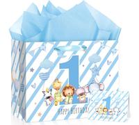 Baby Boy 1st Gift Bag with Wrapping Paper and Card Wild One Animal Gift Bag