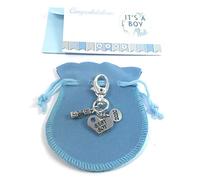 Baby Boy 2020 Keyring with Letter Blocks Charm Comes with Velvet Gift Bag and Gift Card