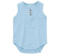 Baby Boy Bodysuit Sleeveless Romper Cotton Gauze Infant Clothes Soft Breathable Summer Outfit Toddler Sleepsuits Onesies(Light Green, 0-3 Months)