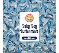 Baby Boy Buttermints - 100 Count - Baby Shower Blue Butter Mints Individually Wrapped - Baby Shower Candy - Perfect For Gender Reveal Parties, Hospital Goodie Bags, Welcome Baby Parties, And More