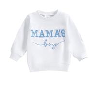 Baby Boy Fall Spring Clothes Toddler Infant Boys Sweatshirt Embroidered Mama's Boy Jumper Pullover Top (White, 12-18 Months)