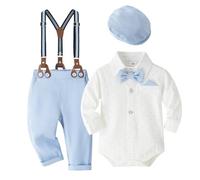 Baby Boy Gentleman Clothes Suit Set, Baby Boy Clothes Outfit Suits Infant Gentleman Long Sleeve Formal Tuxedo Clothing Set for Boys (A2-Light Blue, 18-24 Months)