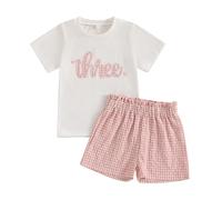 Baby Boy Girl Birthday Outfit Short Sleeve T-Shirt Shorts Birthday Party Photo Shoot Spring Summer Clothes (G-Purple, 2-3T)