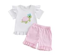 Baby Boy Girl Birthday Outfit Short Sleeve T-Shirt Shorts Birthday Party Photo Shoot Spring Summer Clothes (E-White, 2-3T)