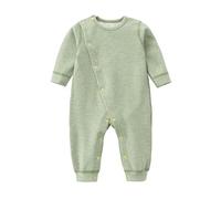 Baby Boy Girl Button Front Sleep Play Footed Sleeper Long Sleeve Pyjamas Baby Cotton Snap-Up Sleepsuit Baby Footed Pajamas Baby ne Piece Grows (Green, 12-18 Months)