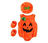Baby Boy Girl My 1St Halloween Outfits Costume Fleece Jumpsuit One-Piece Skull Sleepwear All in One Coat Outerwear Infant Toddler Bodysuit Orange